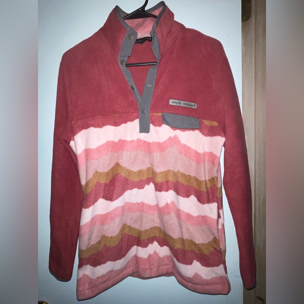 Simply Southern Pink and Gray Fleece Jacket NWOT